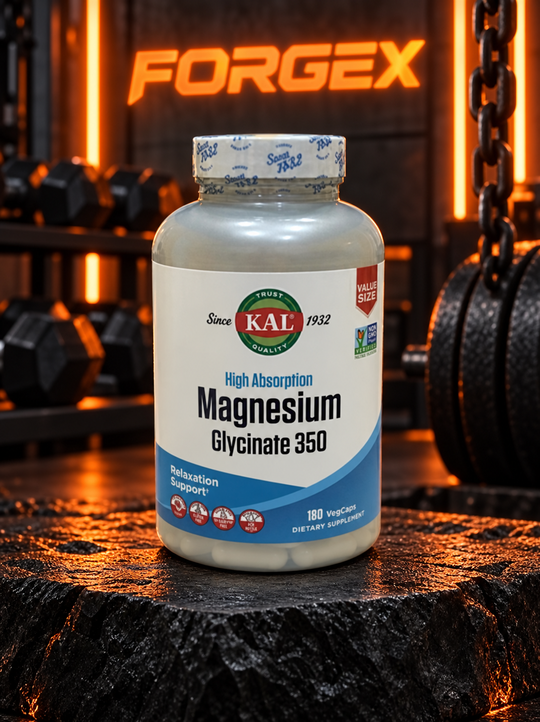 KAL, High Absorption Magnesium Glycinate 350, 160 VegCaps — Не указан